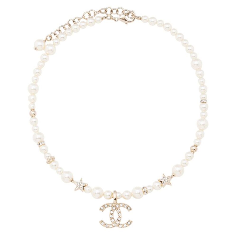 Chanel Faux Pearl Crystal CC Star Choker
